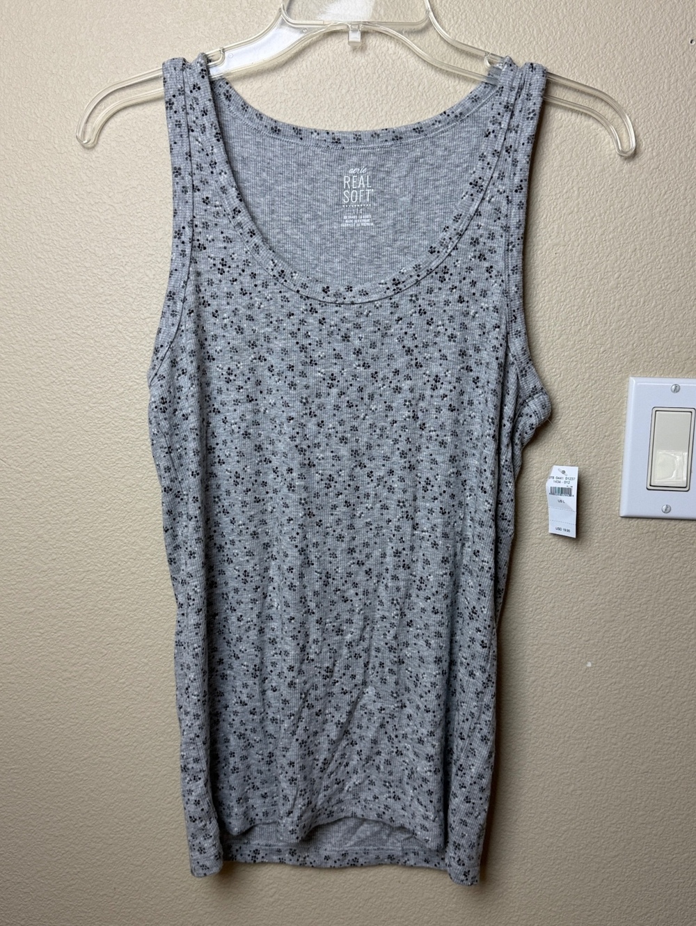 Aerie Real Soft Floral Ribbed Tank NWT